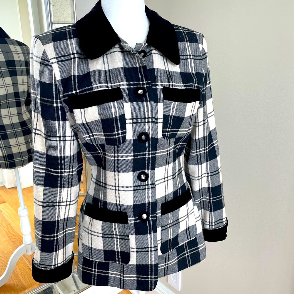 Anna Sui vintage black and white check blazer size small